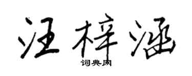 王正良汪梓涵行書個性簽名怎么寫