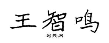 袁強王智鳴楷書個性簽名怎么寫