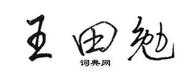 駱恆光王田勉行書個性簽名怎么寫