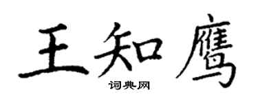丁謙王知鷹楷書個性簽名怎么寫