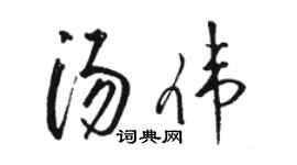 駱恆光湯偉草書個性簽名怎么寫