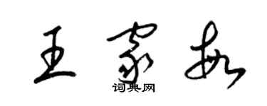 梁錦英王家敏草書個性簽名怎么寫