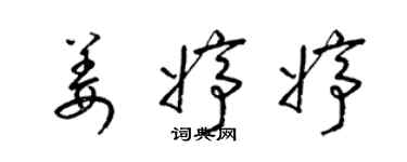 梁錦英姜婷婷草書個性簽名怎么寫