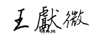 王正良王獻微行書個性簽名怎么寫