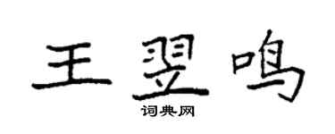 袁強王翌鳴楷書個性簽名怎么寫