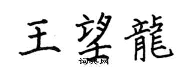 何伯昌王望龍楷書個性簽名怎么寫