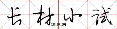 段相林長材小試行書怎么寫