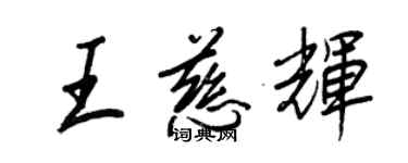 王正良王慈輝行書個性簽名怎么寫