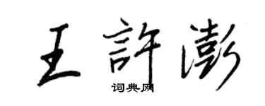 王正良王許澎行書個性簽名怎么寫