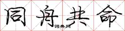 龐中華同舟共命行書怎么寫