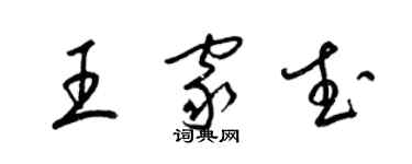 梁錦英王家武草書個性簽名怎么寫