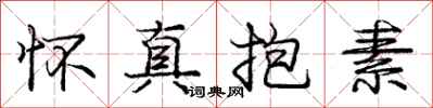 龐中華懷真抱素行書怎么寫