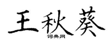 丁謙王秋葵楷書個性簽名怎么寫