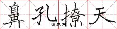 駱恆光鼻孔撩天楷書怎么寫