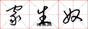 梁錦英家生奴草書怎么寫