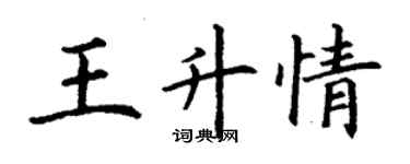 丁謙王升情楷書個性簽名怎么寫