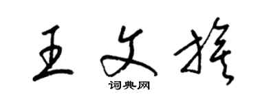 梁錦英王文旗草書個性簽名怎么寫