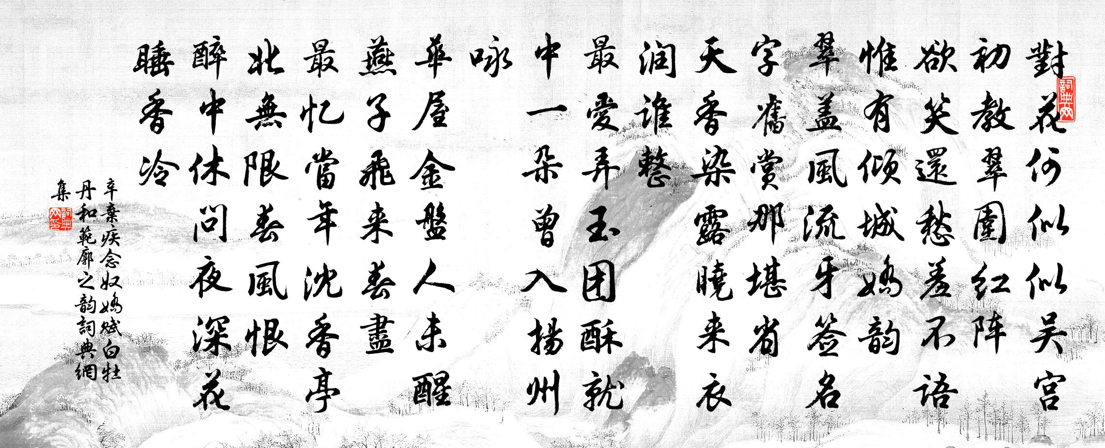 辛棄疾念奴嬌(賦白牡丹和范廓之韻)書法作品欣賞