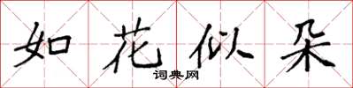 袁強如花似朵楷書怎么寫