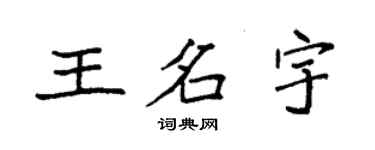 袁強王名宇楷書個性簽名怎么寫