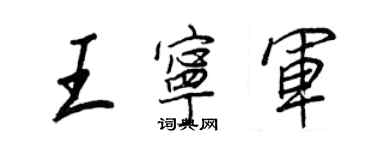 王正良王寧軍行書個性簽名怎么寫