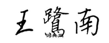 王正良王鷺南行書個性簽名怎么寫