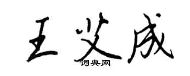 王正良王艾成行書個性簽名怎么寫