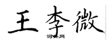 丁謙王李微楷書個性簽名怎么寫