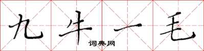 黃華生九牛一毛楷書怎么寫