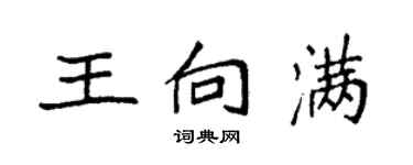 袁強王向滿楷書個性簽名怎么寫