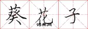 田英章葵花子楷書怎么寫