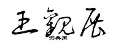 曾慶福王觀展草書個性簽名怎么寫