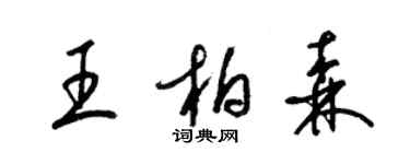 梁錦英王柏森草書個性簽名怎么寫