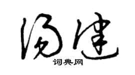 曾慶福湯健草書個性簽名怎么寫