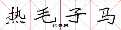 袁強熱毛子馬楷書怎么寫