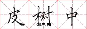 田英章皮樹中楷書怎么寫
