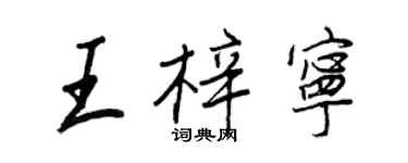 王正良王梓寧行書個性簽名怎么寫