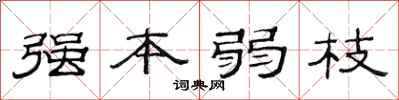 范連陞強本弱枝隸書怎么寫