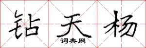 袁強鑽天楊楷書怎么寫