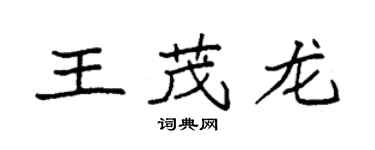 袁強王茂龍楷書個性簽名怎么寫