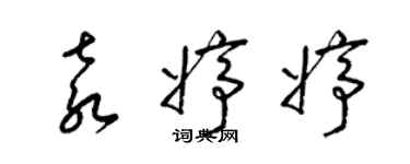 梁錦英袁婷婷草書個性簽名怎么寫