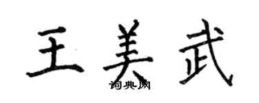 何伯昌王美武楷書個性簽名怎么寫