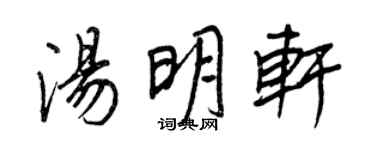 王正良湯明軒行書個性簽名怎么寫