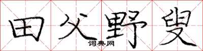龐中華田父野叟楷書怎么寫