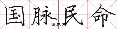 駱恆光國脈民命楷書怎么寫
