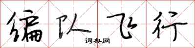 段相林編隊飛行行書怎么寫