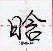 龐中華寫的硬筆行書晗