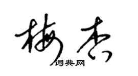 梁錦英梅杏草書個性簽名怎么寫