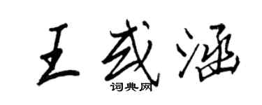 王正良王或涵行書個性簽名怎么寫