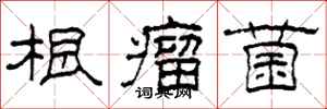 柯春海根瘤菌隸書怎么寫